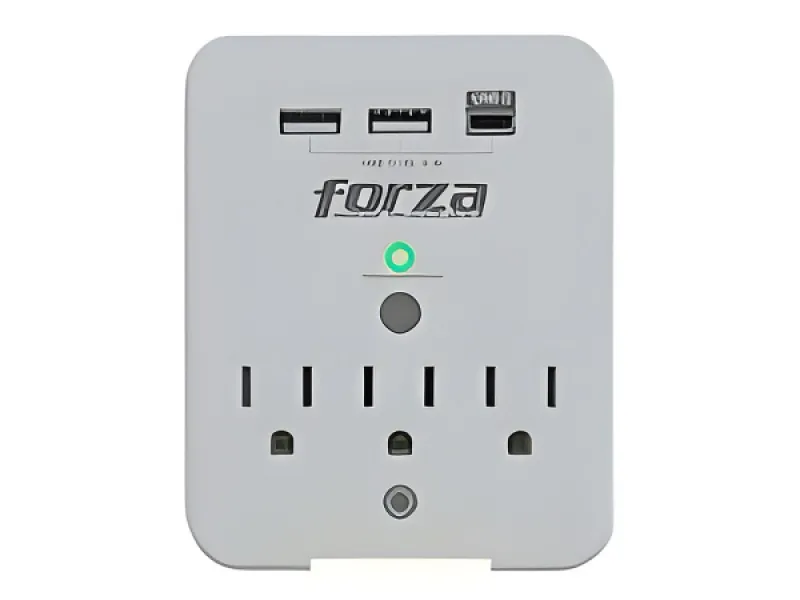 Forza FWT-331USBC - Protector contra sobretensiones (montaje en pared) - CA 125 V - 1875 vatios-conectores de salida: 3-blanco