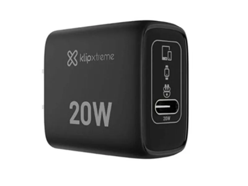 Klip Xtreme - Convertidor/cargador de corriente - 20 Watt - 24 pin USB-C-Celular/Tablet-Pared-Para Smartphones, tablets, dispositivos pequeños