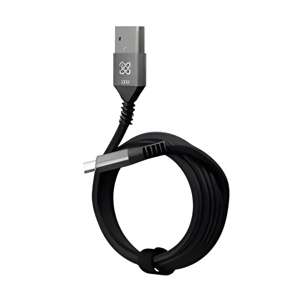 Klip Xtreme - Cable USB - 24 pines USB-C - 9 pines USB Tipo A - 3 m - Negro - Carga rápida trenzada 30W