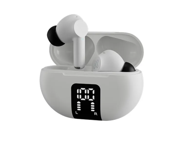 Klip Xtreme - Audífonos inalámbricos verdaderos - Para Teléfono / Para Electrónica Portátil / Para Tablet - Inalámbricos - 22Hrs ANC Blanco