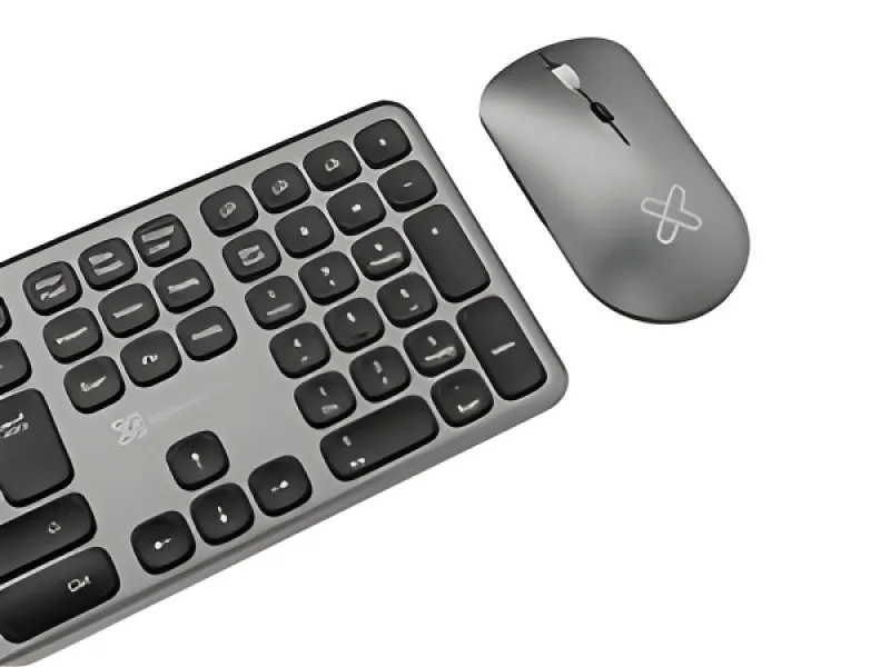Klip Xtreme - Set de teclado y Mouse - Español (Latinoamérica) - Inalámbrico-Bluetooth-Aluminio plateado-KBK - 850