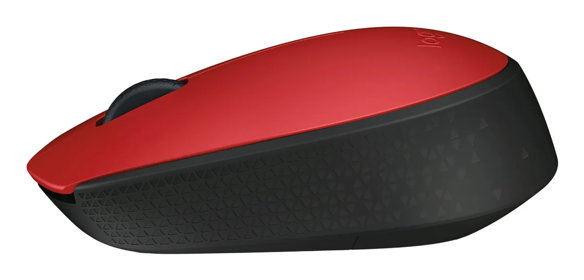 Logitech M170 - Mouse - diestro y zurdo - inalámbrico - 2.4 GHz-receptor inalámbrico USB-rojo