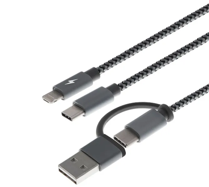 Xtech - Cable USB - USB Tipo A o C - Micro USB o Lightning y USB tipo C - Carga solo 1,2 mXTC - 560