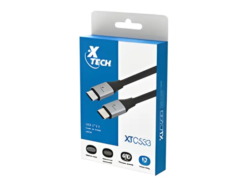 Xtech - Cable USB - USB Tipo C - 3,66 m - Negro y plateado - (m) a (m) Trenzado XTC - 533