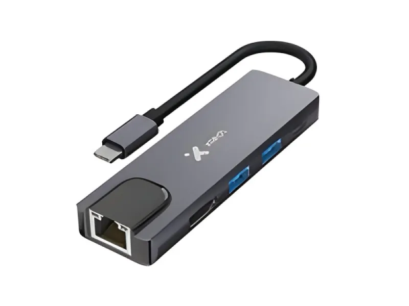 Xtech - Hub - 5 puertos - 5 pulgadas - 1 USB-C® RJ - 45 XTC - 5