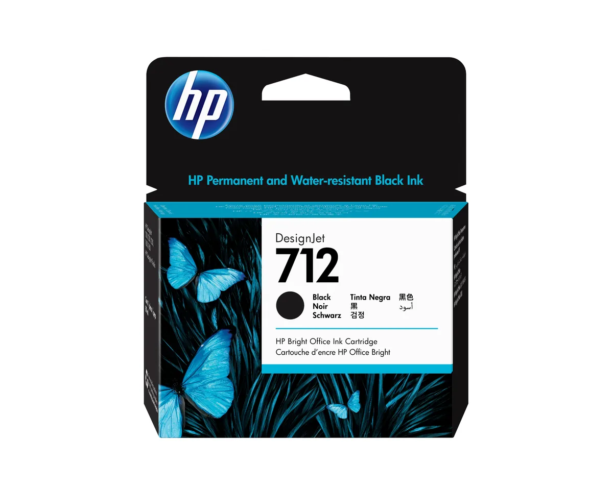 HP 712 - 80 ml - negro - original - Cartucho de tinta DesignJet - para DesignJet Studio, T210, T230, T250, T630, T650