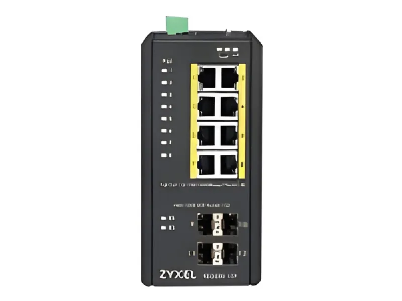 Zyxel RGS200-12P - Switch - Gestionado - 8 x 10/100/1000 (PoE+) + 4 x SFP-montaje en riel DIN, montaje en rack-PoE+ (240 W)-alimentación cc