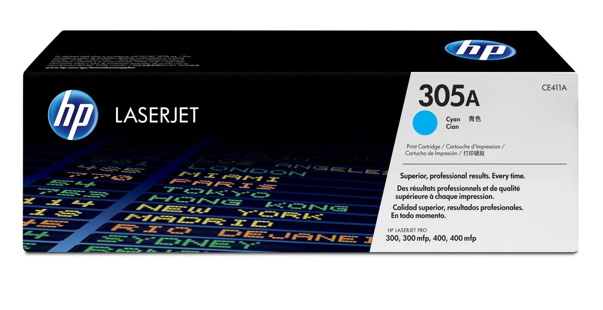 HP 305A - Cian - Original - LaserJet - Cartucho de Tóner (CE411A) - Para LaserJet Pro 300 M351, 400 M451, MFP M375, MFP M475