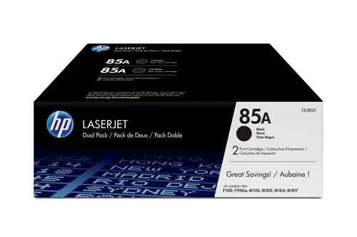 HP 85A - Paquete de 2 - negro - cartucho de tóner original LaserJet (CE285AD) - para LaserJet Pro M1132 MFP, M1212nf MFP, M1217nfw MFP, P1102, P1102s, P1102W, P1109, P1109W