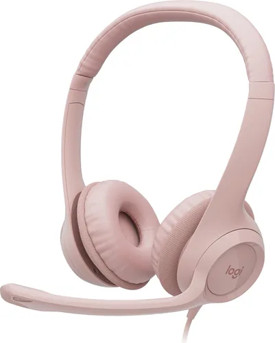 Logitech H390 Audífonos con Cable para PC/Laptop, Rosa - Audífono - en oreja - cableado-USB-A-rosa