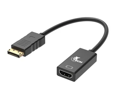 Xtech - Adaptador de pantalla - DisplayPort de 20 pines - HDMI Tipo A de 19 pines-Negro-Dis Pt (m) a HDMI (f) XTC - 378