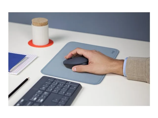 Logitech Studio Series - Alfombrilla de Mouse - base de goma antideslizante, fácil deslizamiento, superficie resistente a salpicaduras - gris azulado