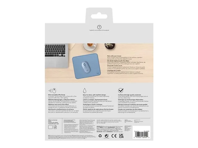 Logitech Studio Series - Alfombrilla de Mouse - base de goma antideslizante, fácil deslizamiento, superficie resistente a salpicaduras - gris azulado