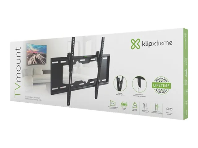 Klip Xtreme KTM-352 - Abrazadera - perfil bajo - para pantalla plana curva-bloqueable-acero-negro-tamaño de pantalla: 37"-80"-se puede instalar en la pared