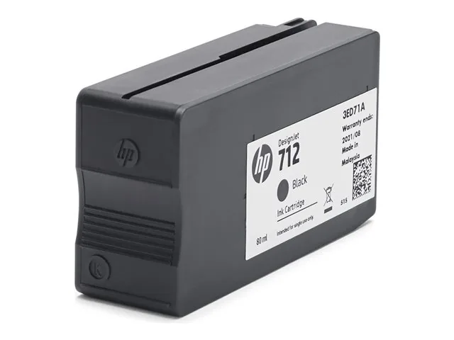 HP 712 - 80 ml - negro - original - Cartucho de tinta DesignJet - para DesignJet Studio, T210, T230, T250, T630, T650