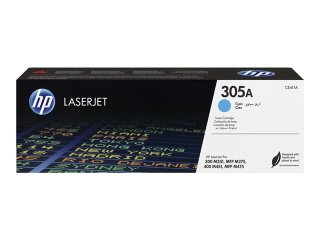 HP 305A - Cian - Original - LaserJet - Cartucho de Tóner (CE411A) - Para LaserJet Pro 300 M351, 400 M451, MFP M375, MFP M475