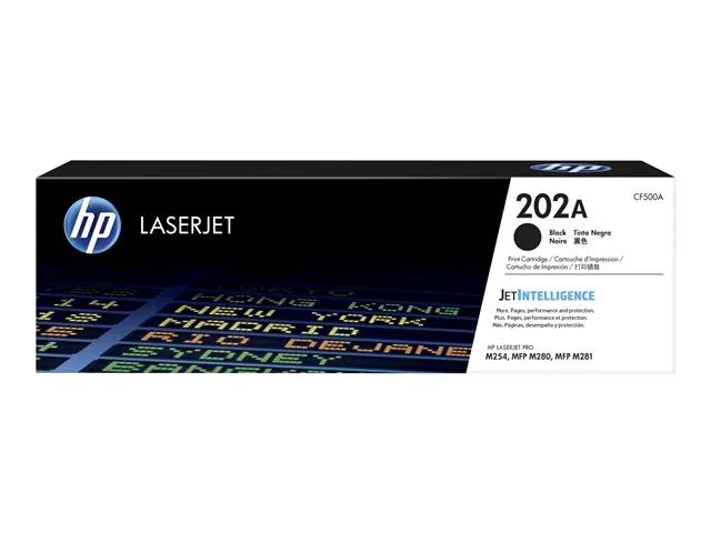 HP 202A - Negro - Original - LaserJet - Cartucho de Tóner (CF500A) - Para Color LaserJet Pro M254dw, M254nw, MFP M280nw, MFP M281cdw, MFP M281fdn, MFP M281fdw