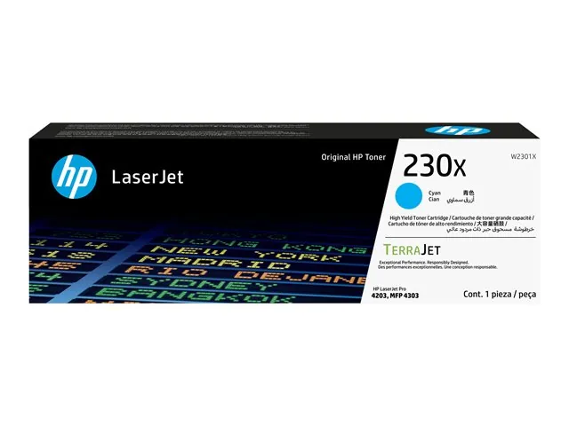 HP 230X - Cián - original - LaserJet-cartucho de tóner (W2301X)-para Color LaserJet Pro 4201, 4203, MFP 4301, MFP 4303