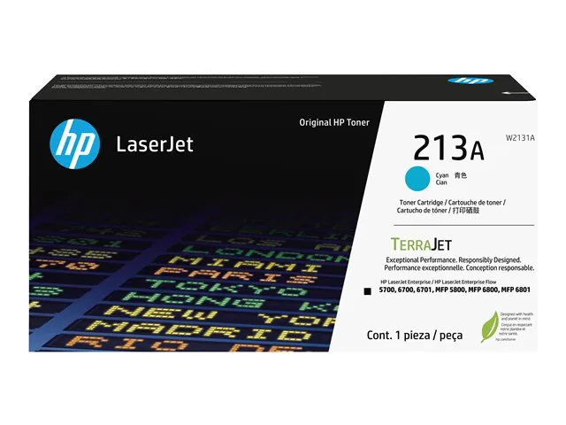 HP 213A - Cian - Original - Cartucho de Tóner LaserJet (W2131A) - Para Color LaserJet Enterprise 5700dn, 6700dn, MFP 5800dn, MFP 6800dn