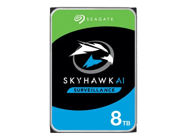Seagate SkyHawk AI ST8000VE001 - Disco duro - 8 TB - interno - 3.5"-SATA 6Gb/s-búfer: 256 MB-con Recuperación de datos Seagate Rescue de 3 años