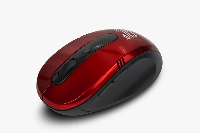 Klip Xtreme KMW-330 Vector - Mouse - ergonómico - óptico - 6 botones-inalámbrico - 2.4 GHz-receptor inalámbrico USB-rojo