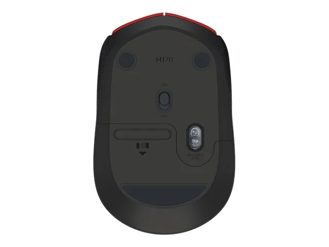 Logitech M170 - Mouse - diestro y zurdo - inalámbrico - 2.4 GHz-receptor inalámbrico USB-rojo
