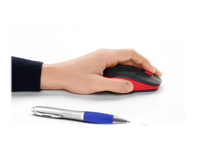Logitech M190 - Mouse - óptico - 3 botones-inalámbrico-receptor inalámbrico USB-rojo