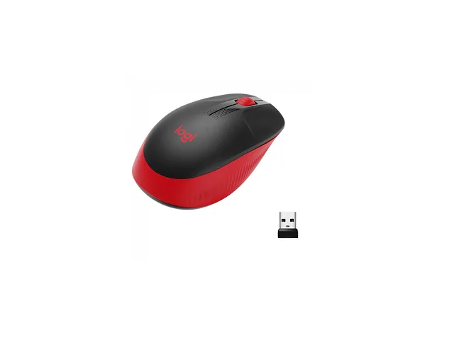 Logitech M190 - Mouse - óptico - 3 botones-inalámbrico-receptor inalámbrico USB-rojo