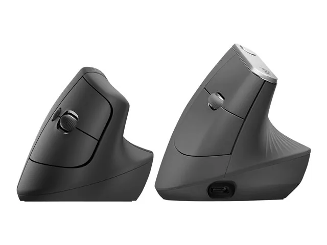 Logitech Lift Vertical Ergonomic Mouse - Mouse vertical - ergonómico - 6 botones-inalámbrico - 2.4 GHz, Bluetooth-receptor de USB Logitech Logi Bolt-grafito