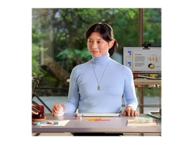 Logitech Lift Vertical Ergonomic Mouse - Mouse vertical - ergonómico - 6 botones-inalámbrico - 2.4 GHz, Bluetooth-receptor de USB Logitech Logi Bolt-blanco hueso