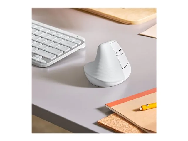 Logitech Lift Vertical Ergonomic Mouse - Mouse vertical - ergonómico - 6 botones-inalámbrico - 2.4 GHz, Bluetooth-receptor de USB Logitech Logi Bolt-blanco hueso