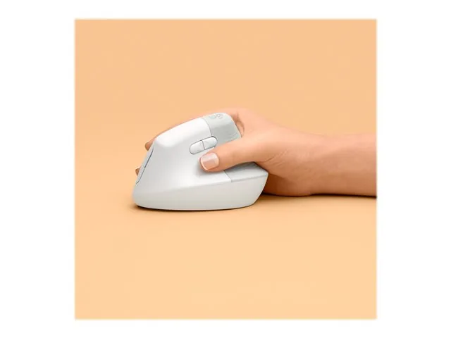 Logitech Lift Vertical Ergonomic Mouse - Mouse vertical - ergonómico - 6 botones-inalámbrico - 2.4 GHz, Bluetooth-receptor de USB Logitech Logi Bolt-blanco hueso
