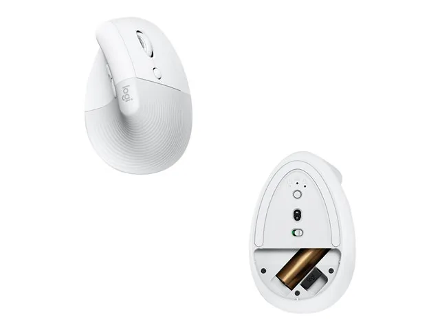 Logitech Lift Vertical Ergonomic Mouse - Mouse vertical - ergonómico - 6 botones-inalámbrico - 2.4 GHz, Bluetooth-receptor de USB Logitech Logi Bolt-blanco hueso