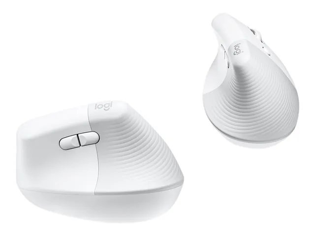 Logitech Lift Vertical Ergonomic Mouse - Mouse vertical - ergonómico - 6 botones-inalámbrico - 2.4 GHz, Bluetooth-receptor de USB Logitech Logi Bolt-blanco hueso