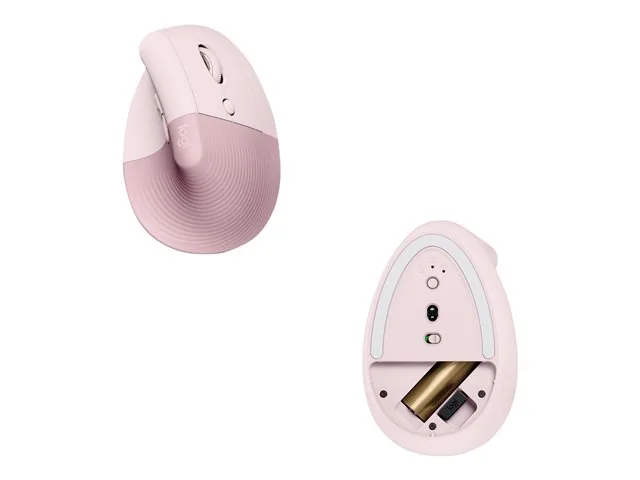 Logitech Lift Vertical Ergonomic Mouse - Mouse vertical - ergonómico - 6 botones-inalámbrico - 2.4 GHz, Bluetooth-receptor de USB Logitech Logi Bolt-rosa