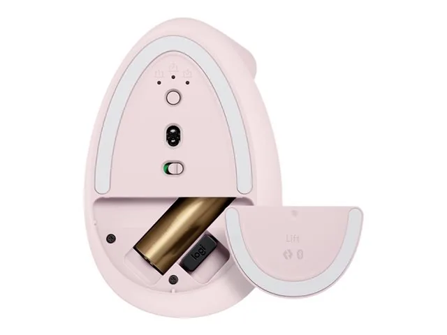 Logitech Lift Vertical Ergonomic Mouse - Mouse vertical - ergonómico - 6 botones-inalámbrico - 2.4 GHz, Bluetooth-receptor de USB Logitech Logi Bolt-rosa