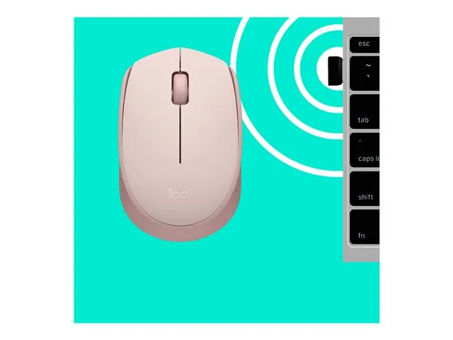 Logitech M170 Wireless Mouse, Ambidextrous, Rose - Mouse - diestro y zurdo - óptico - 3 botones-inalámbrico - 2.4 GHz-receptor inalámbrico USB-rosa