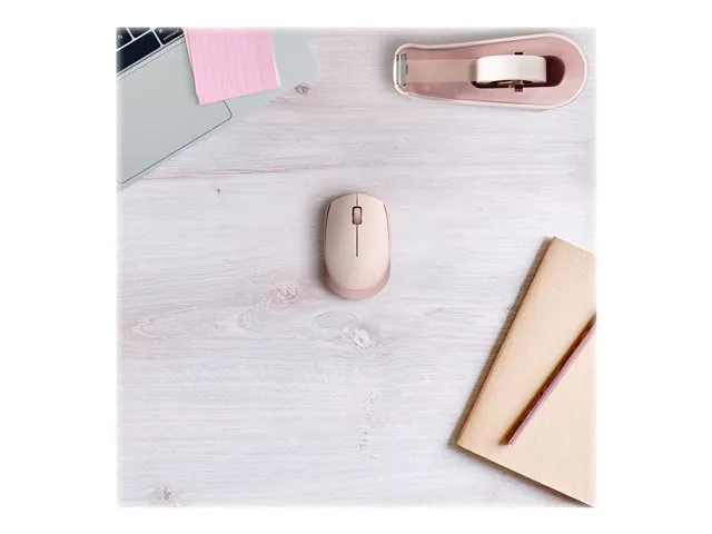 Logitech M170 Wireless Mouse, Ambidextrous, Rose - Mouse - diestro y zurdo - óptico - 3 botones-inalámbrico - 2.4 GHz-receptor inalámbrico USB-rosa