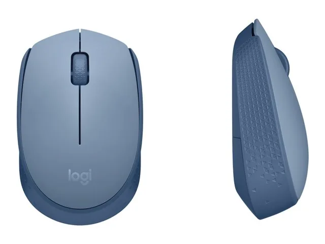 Logitech M170 Wireless Mouse, Ambidextrous, Blue Gray - Mouse - diestro y zurdo - óptico - 3 botones-inalámbrico - 2.4 GHz-receptor inalámbrico USB-azul/gris