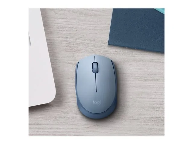 Logitech M170 Wireless Mouse, Ambidextrous, Blue Gray - Mouse - diestro y zurdo - óptico - 3 botones-inalámbrico - 2.4 GHz-receptor inalámbrico USB-azul/gris