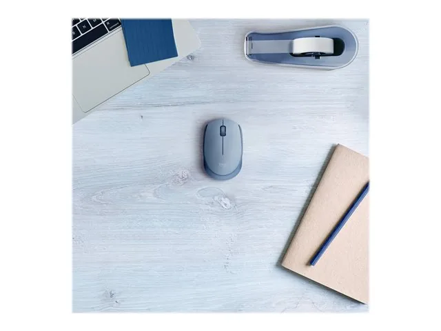 Logitech M170 Wireless Mouse, Ambidextrous, Blue Gray - Mouse - diestro y zurdo - óptico - 3 botones-inalámbrico - 2.4 GHz-receptor inalámbrico USB-azul/gris