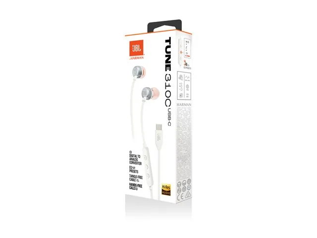 JBL TUNE 310C - Audífonos internos con micro - en oreja - cableado-USB-C-blanco