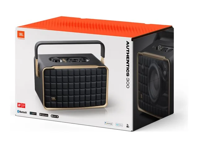 JBL Authentics 300 - Bocina inteligente - para uso portátil - canal 2.0-Bluetooth, Wi-Fi 6-controlado por aplicación - 2 vías-negro