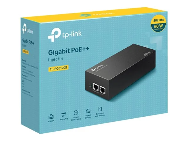 TP-Link TL-POE170S V1 - Inyector de corriente - CA 100-240 V - 60 vatios-conectores de salida: 1