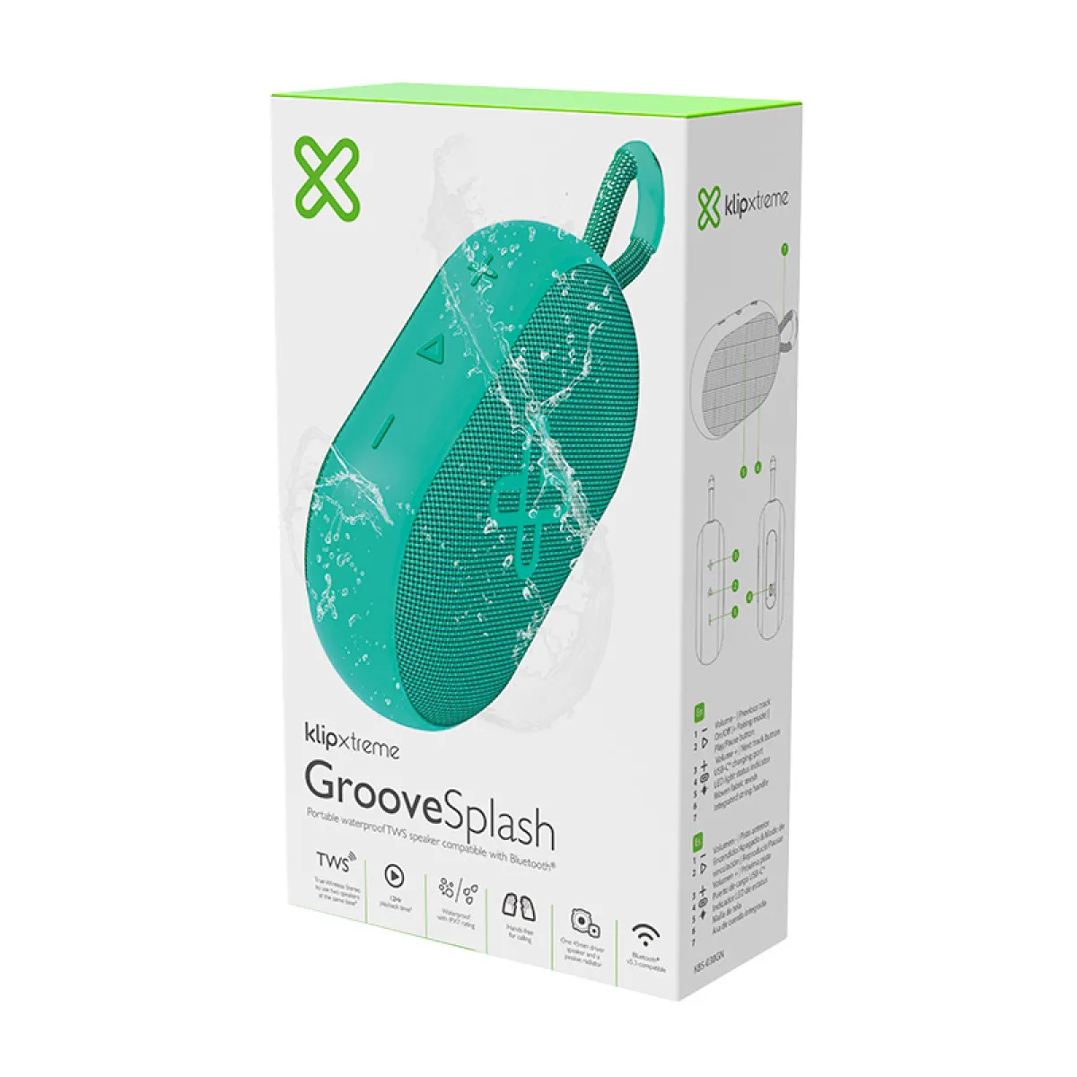 Klip Xtreme KBS-030GN - Bocina - Verde - TWS - 12Hrs -IPX7