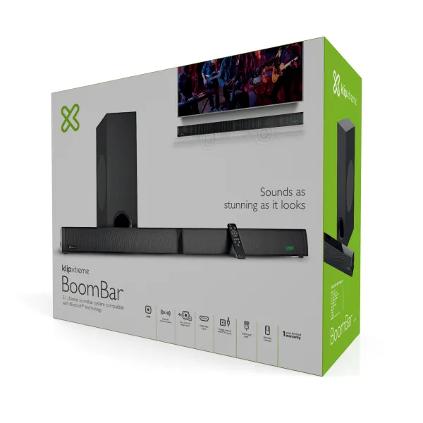 Klip Xtreme KSB-230 - Barra de sonido - Negro - 2.1 canales 160W BT HDMI-OPT-AUX